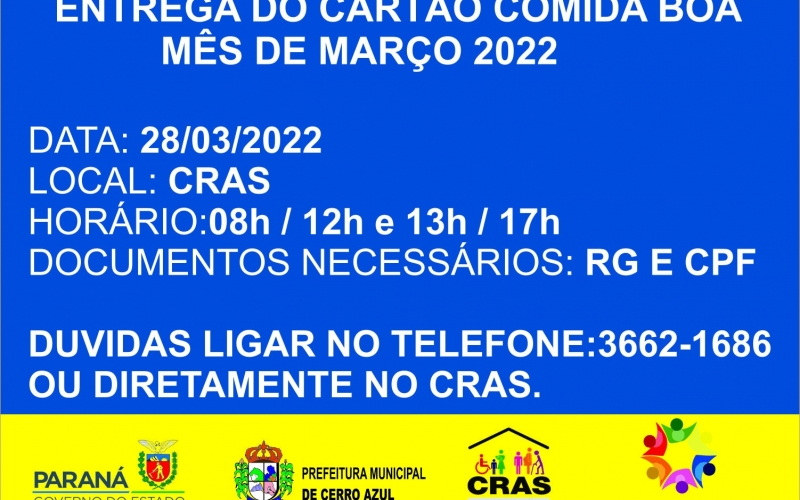 ✅ENTREGA DO CARTÃO COMIDA BOA 2022.  #prefeituradecerroazul #cartaocomidaboa #assistenciasocial #cerroazulnocaminhocerto