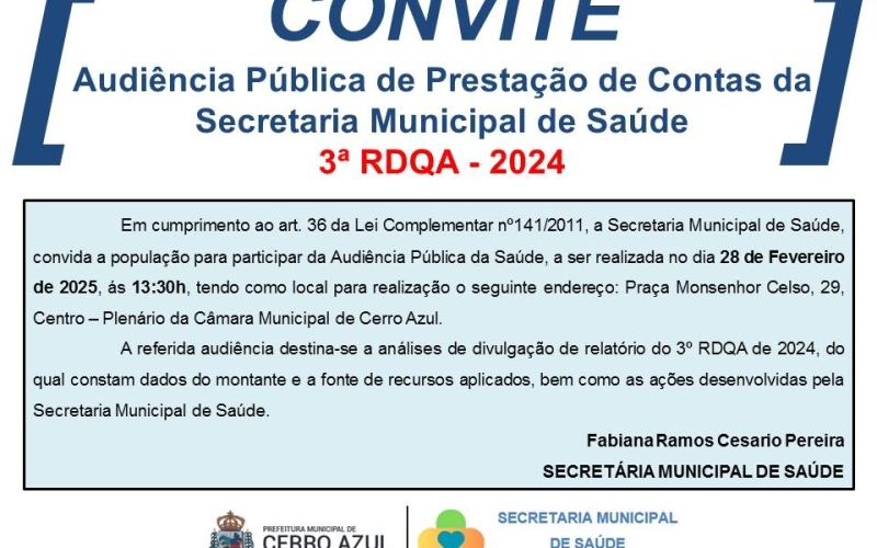 CONVITE PARA  AUDIÊNCIA PÚBLICA DA SAÚDE